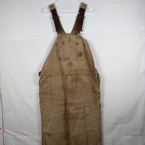 Vintage Carhartt Double Knee Overalls Quilted Lining Mex R27BRN Distressed 42x32